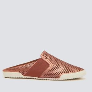 Frye Melanie Perforated Leather Rose Gold Mule Slide Sneaker Size 6.5